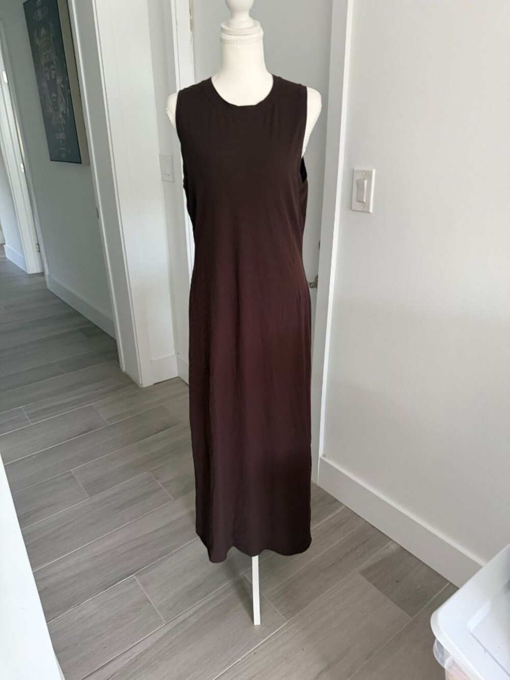 LULULEMON Brown Ribbed Maxi Dress Size 8 Womens